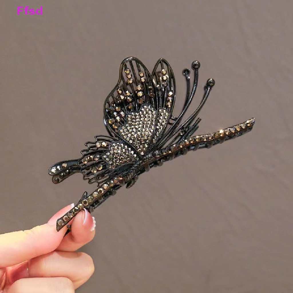 Kẹp Tóc Bướm / Cá Mập Đính Đá Phong Cách Retro Thời Trang Cho Nữ