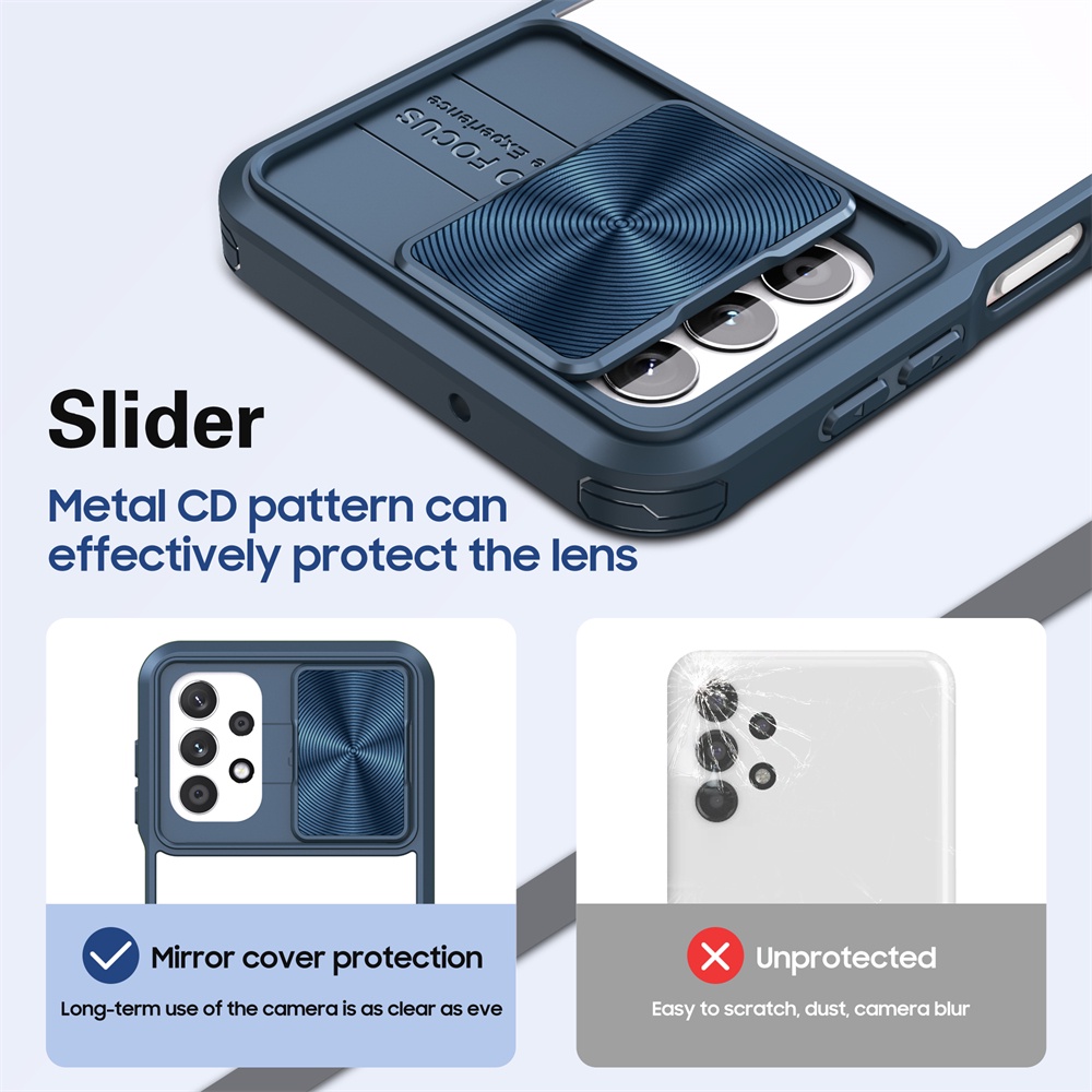 Ốp Điện Thoại Trong Suốt Chống Sốc Có Nắp Trượt Bảo Vệ Camera Cho Samsung Galaxy A73 A04S A53 A13 A23 A33 A12 4G 5G