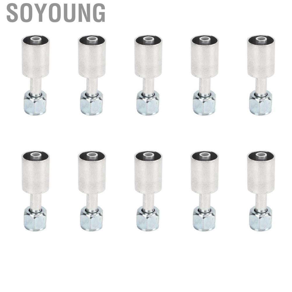 Soyoung 10 Pcs 1/2in Straight Air Conditioning Beadlock Aluminium AC Splicer Hose Fitting for Car Truck Engineering Vehicles
