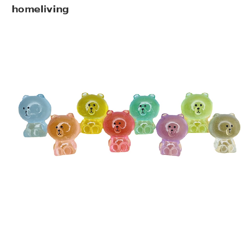 Bộ 6 Gấu Nâu Dạ Quang Ba Chiều Bằng Nhựa Resin Dễ Thương Dùng Trang Trí Diy