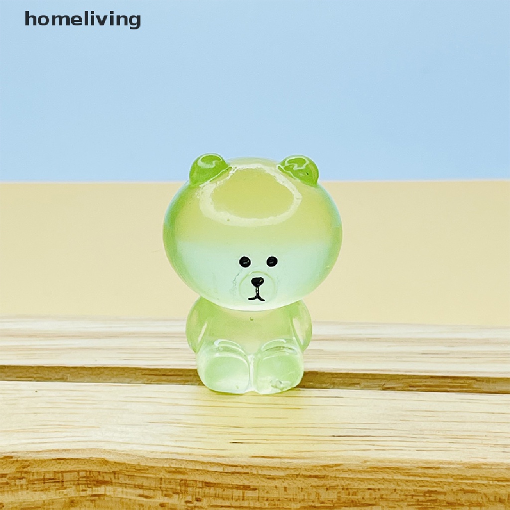 Bộ 6 Gấu Nâu Dạ Quang Ba Chiều Bằng Nhựa Resin Dễ Thương Dùng Trang Trí Diy