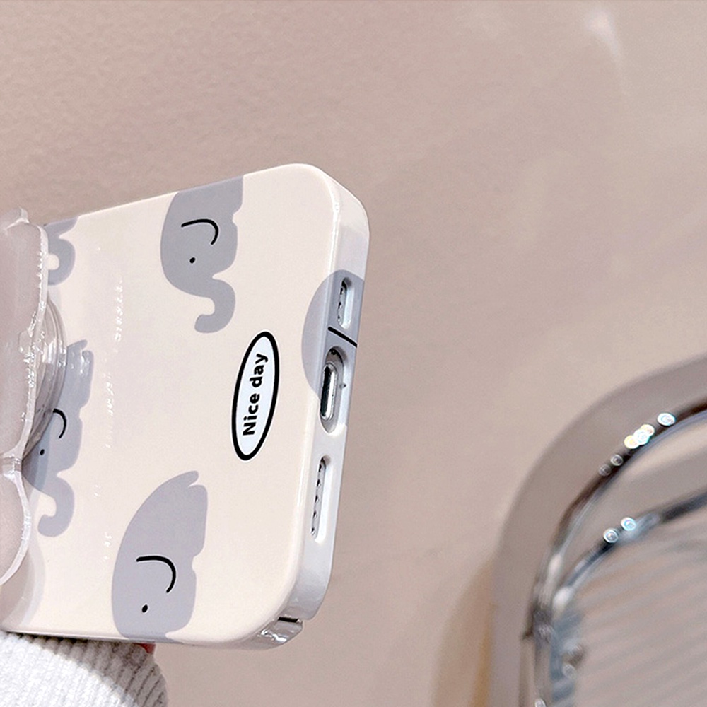 Ốp Điện Thoại TPU Mềm Chống Trầy Xước / Bụi Bẩn Có Giá Đỡ Hình Chú Voi Xám Dễ Thương Cho IPhone 11 12 13 14 Pro Max
