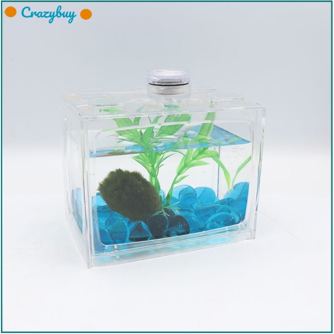 Cr Bể Cá Mini Bằng Acrylic Trong Suốt Có Đèn Led Sáng Tạo