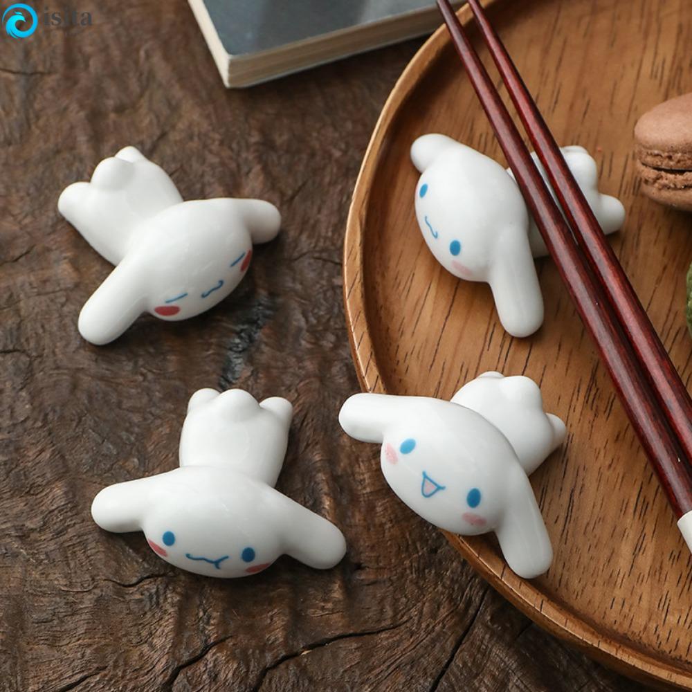 1 Giá Gác Đũa Bằng Sứ Trắng Hình Chú Chó Tai Dài Kiểu Nhật Bản Đứng