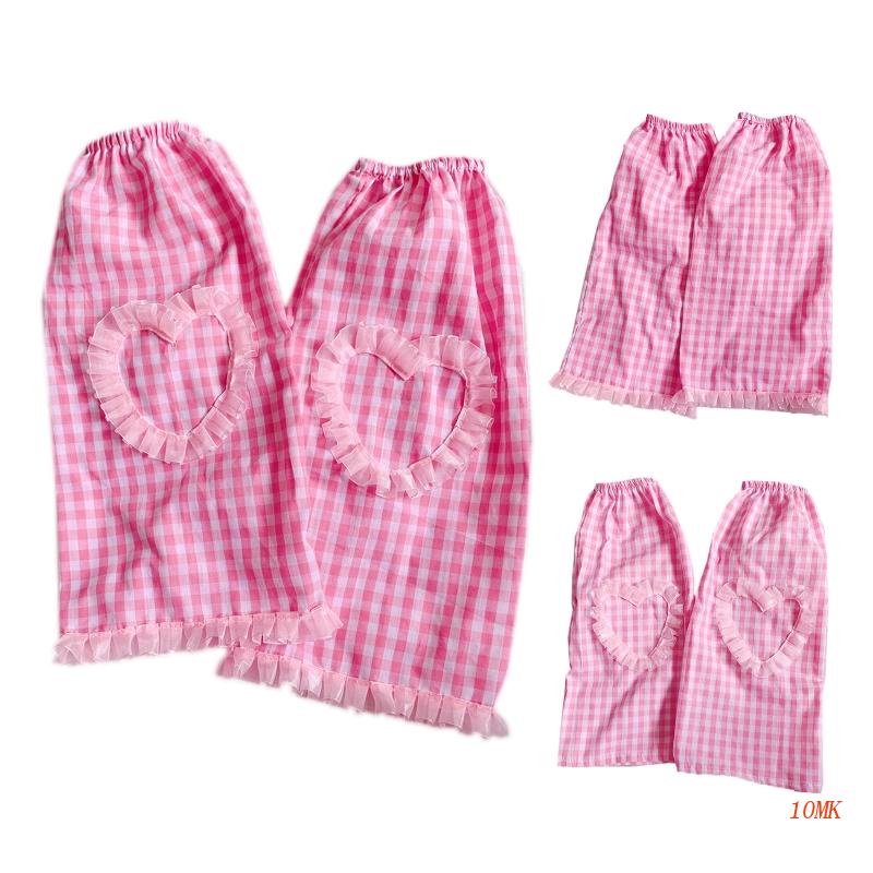 Xiangbao Vỏ Bọc Đầu Gối Dáng Rộng Phối Ren Mỏng Giữ Ấm Chân Họa Tiết Trái Tim Màu Hồng Kẻ Sọc Phong Cách Gothic Harajuku Ngọ