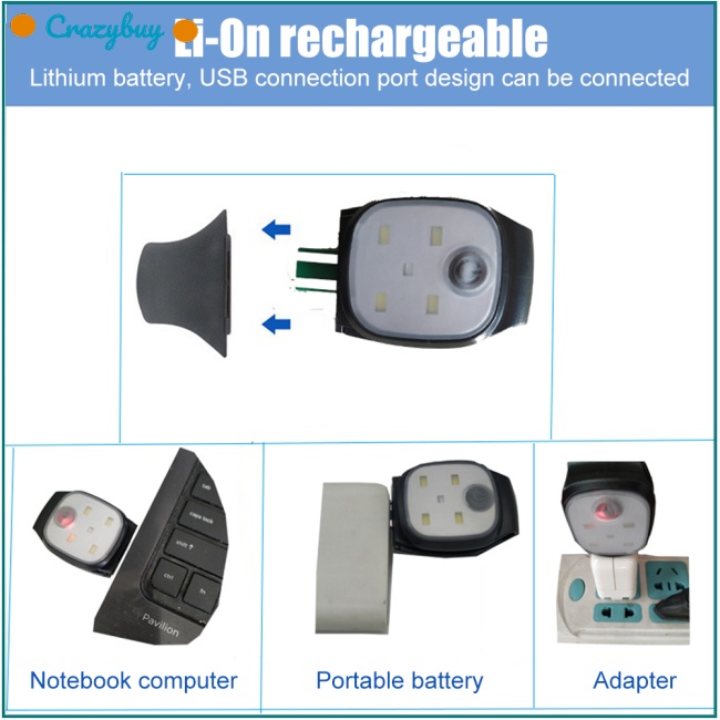 Cr Đèn Led 5 Bóng 4 Chế Độ Có Thể Sạc Lại Bằng Cổng Usb Tiện Dụng