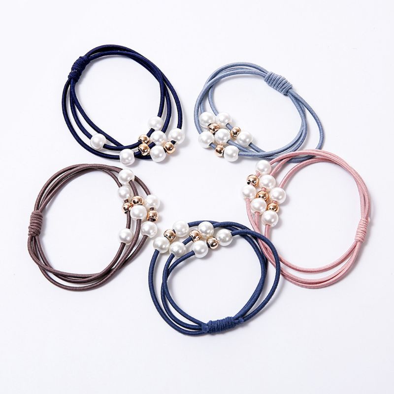 Dây Cột Tóc Co Giãn Đính Hạt Ngọc Trai Giả Thanh Lịch Cho Nữ