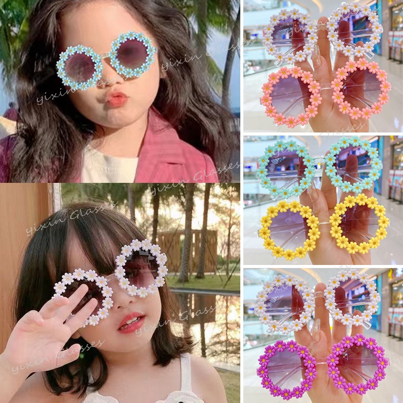 Kính Chống Nắng / Tia UV Hình Tròn Họa Tiết Hoa Nhiều Màu Sắc Phong Cách Cổ Điển Thời Trang Cho Bé Gái