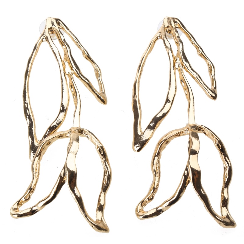 Bông Tai Dáng Dài Bằng Kim Loại Họa Tiết Hình Học Thời Trang