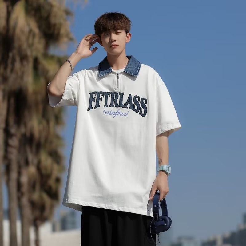 Áo polo Tay Ngắn Dáng Rộng Phong Cách Hàn Quốc Thời Trang Mùa Hè Hàng Mới Dành Cho Bạn Nam