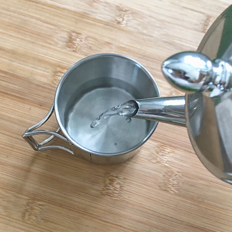 Cốc Uống Nước Bằng Thép Không Gỉ Có Tay Cầm Có Thể Gấp Gọn Tiện Dụng