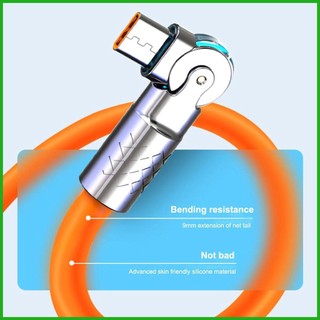 Cáp sạc nhanh usb type c xoay 180 độ 6a cho điện thoại di động