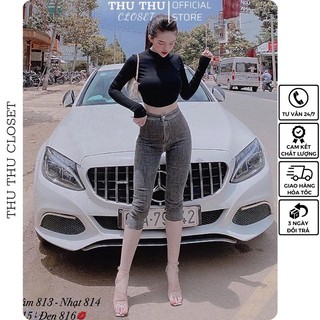 Quần jean lỡ lưng cao chất co dãn, quần bò lửng cao cấp siêu đẹp