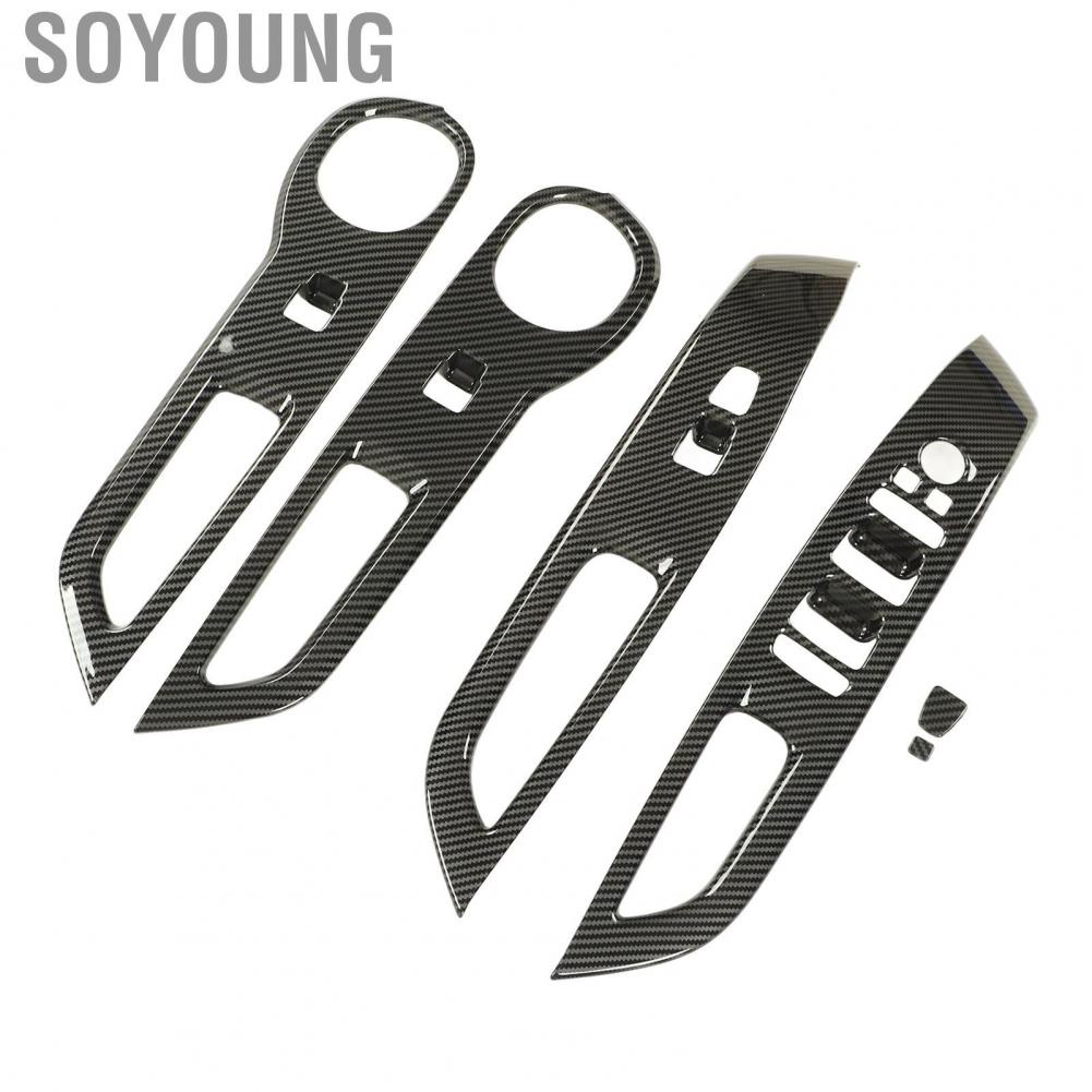 Soyoung Car Lift Button Sticker  Window Switch Decoration Frame Cover Advanced Distinctive Design Carbon Fiber Style Comfortable for Left Hand Drive