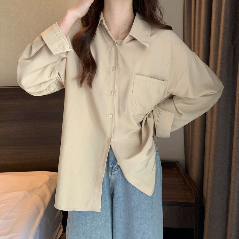 IELGY   Áo Sơ Mi chiffon Nhiều Lớp Màu Trơn Phong Cách Pháp Chất Lượng Cao Cho Nữ