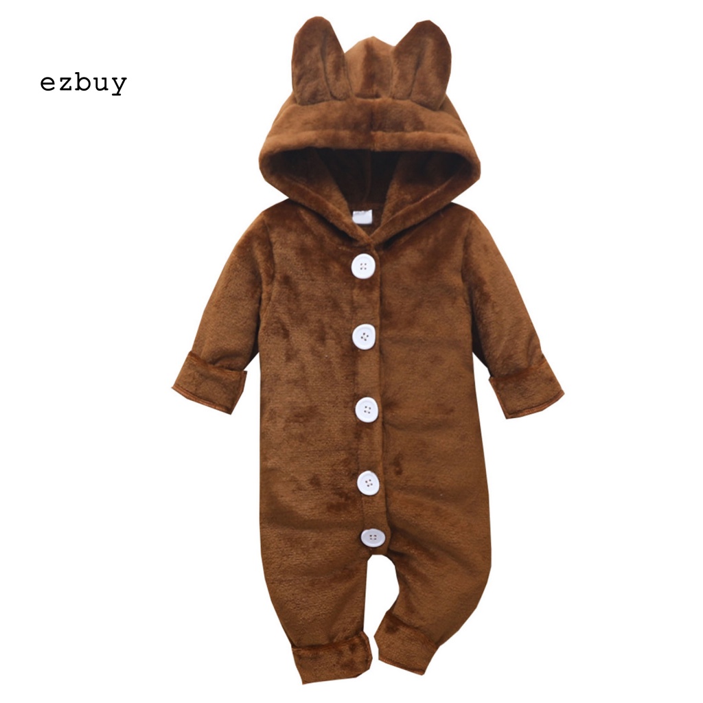 Bộ Áo Liền Quần Bằng Cotton Giữ Ấm Có Nón Trùm Đầu Thoáng Khí Dành Cho Bé Sơ Sinh