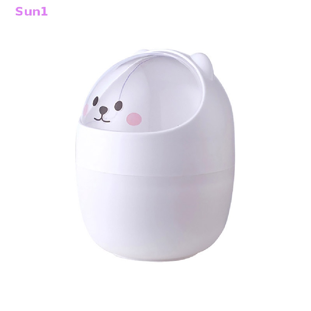 Thùng Rác Để Bàn Có Nắp Hình Gấu Dễ Thương Sun1 >