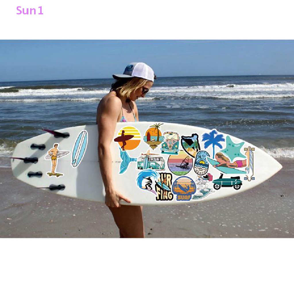 Set 50 Miếng Dán Sun1 > Hình Lướt Sóng Mùa Hè Trang Trí Vali Laptop Guitar Ván Trượt Xe Hơi
