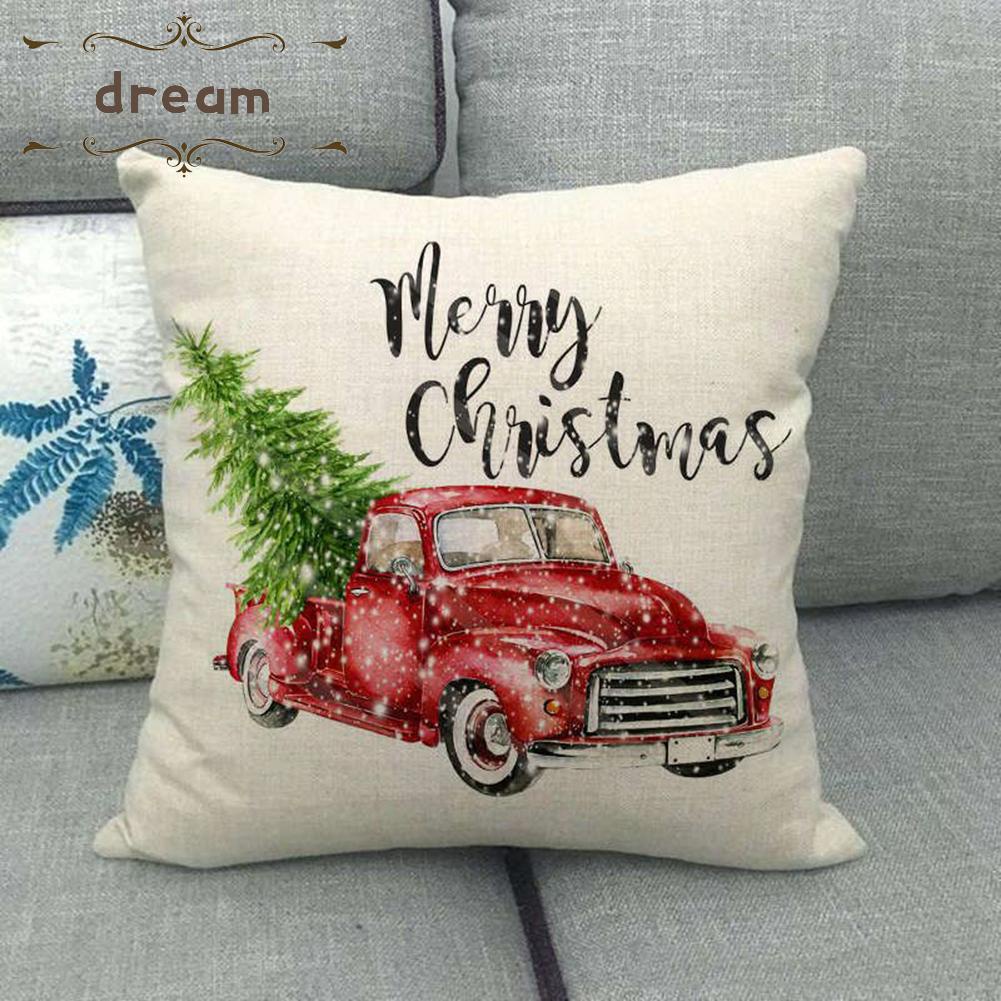 【DREAMLIFE】Pillowcase Christmas Linen Ornaments 45x45cm Chair Throw Christmas Decor