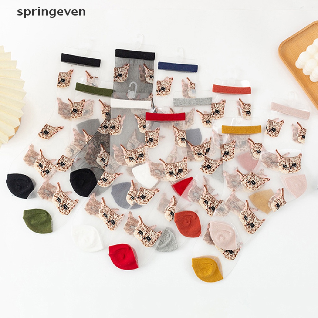 Vớ Lụa Mỏng Trong Suốt In Hình Mèo Dễ Thương Thời Trang Hàn Quốc Cho Nữ