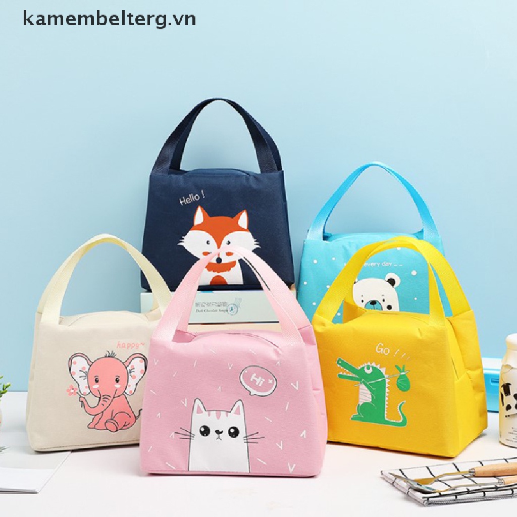 Túi Đựng Hộp Cơm Trưa Giữ Nhiệt Họa Tiết Hoạt Hình Dễ Thương Cho Bé Gái / Trẻ Em