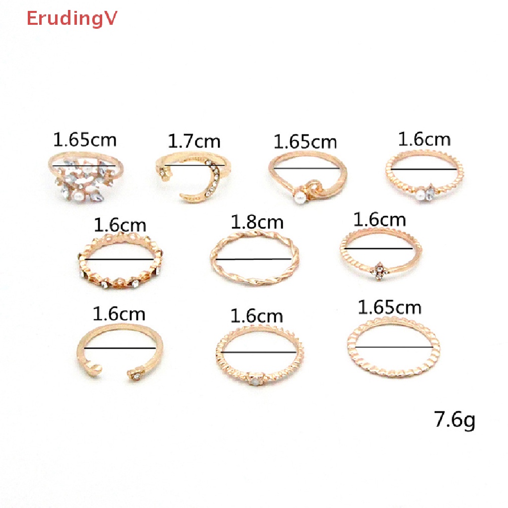 Bộ 10 Nhẫn Hình Trăng Sao Phong Cách Bohemian Dành Cho Nữ