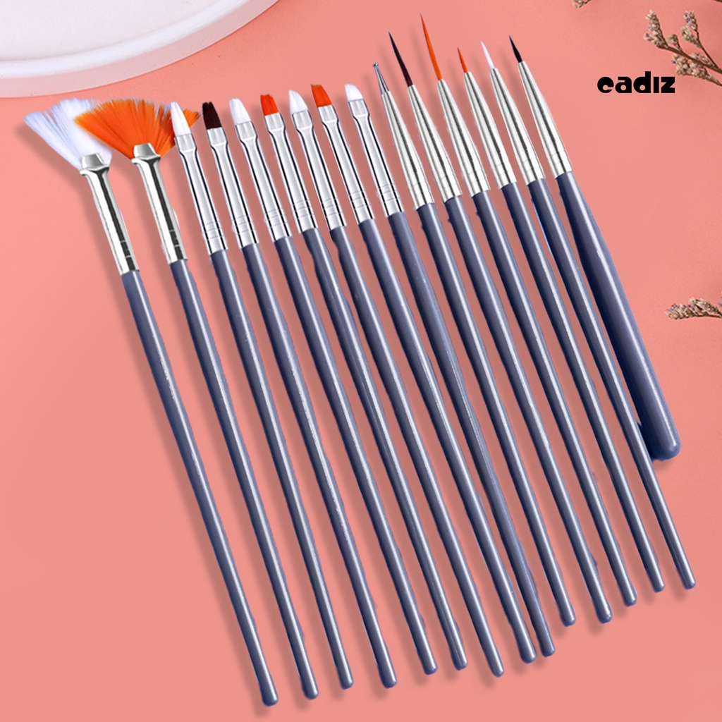 Bộ 15 Cọ Vẽ Móng Tay Ngòi Mảnh Đầu Cọ Mềm Không Phai Màu Hiệu Ứng Gradient DIY