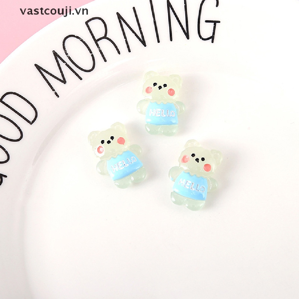 Bộ 2 Gấu Bông Mini Bằng Nhựa Phát Sáng Dùng Trang Trí DIY