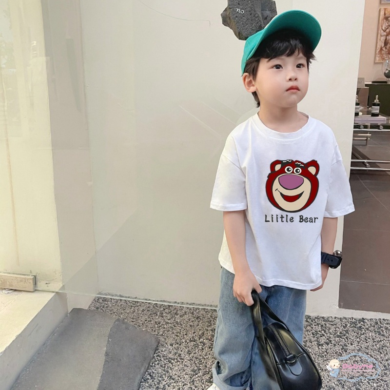 Áo Thun Cotton In Hình Gấu Hoạt Hình Thoải Mái Chất Lượng Cao Cho Bé Gái