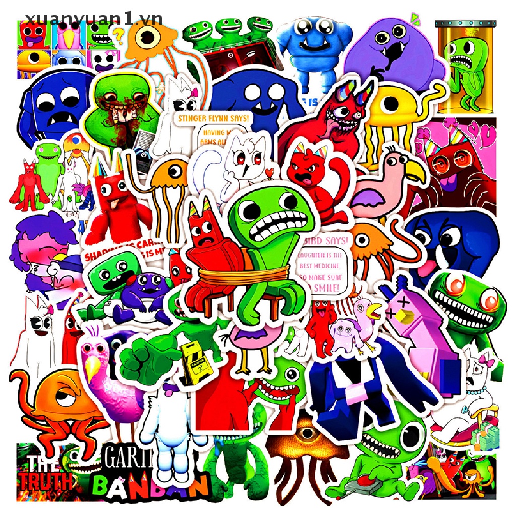 Set 50 Sticker Dán Trang Trí Sổ Tay Chủ Đề Phim Hoạt Hình Garten of Banban Horror