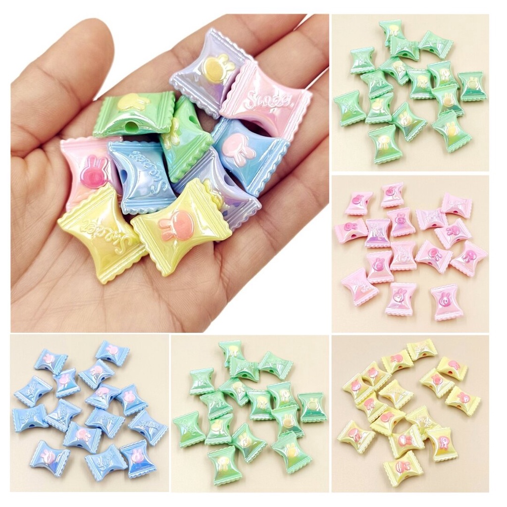 Bộ 5 Hạt Xâu Chuỗi Hình Thỏ Hai Màu Sắc