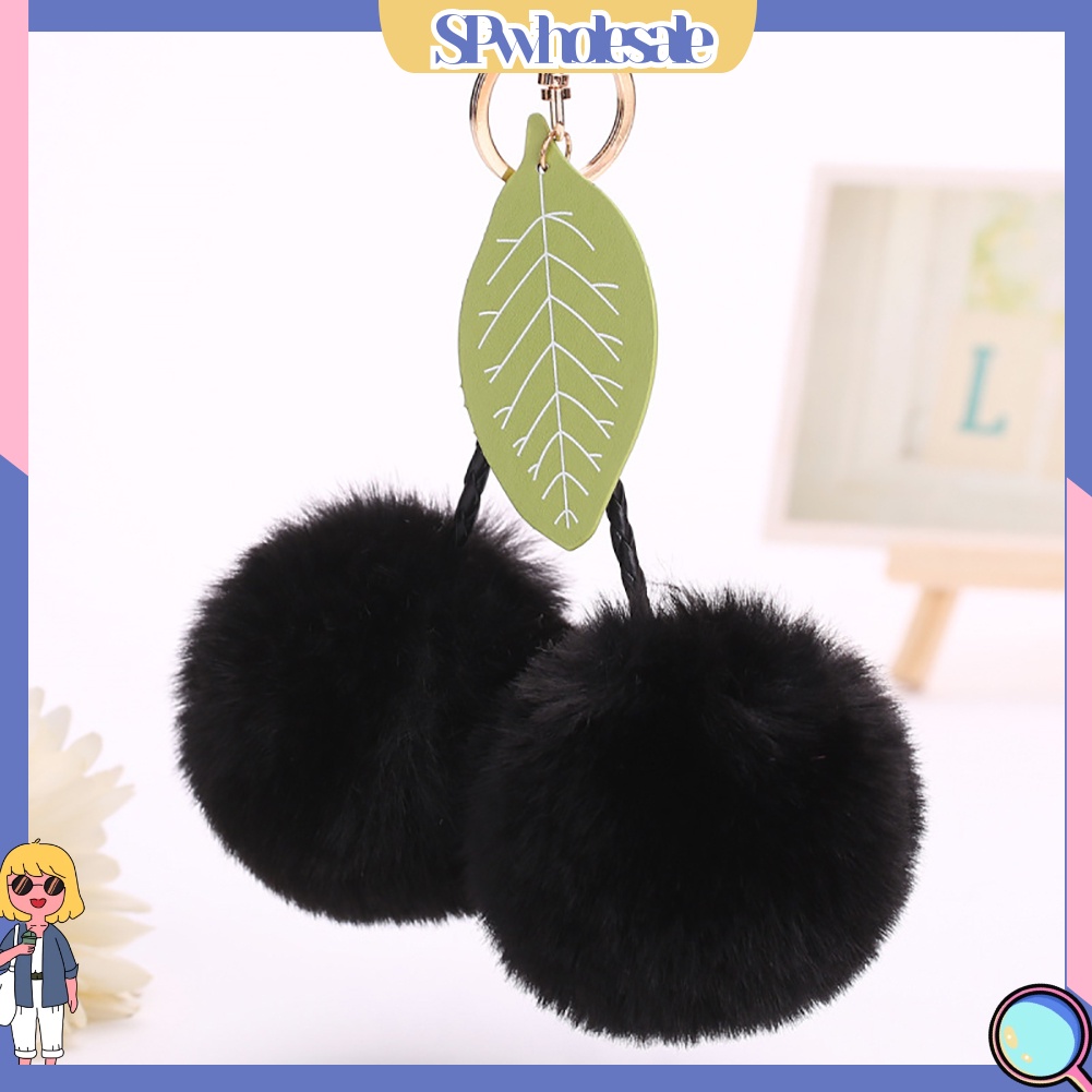 <SPwholesale> Móc Khóa Quả Cherry Giả Lông Xù Mềm Mại Dễ Thương