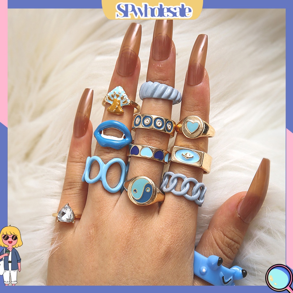 <SPwholesale> Bộ 12 Nhẫn Mở Bằng Hợp Kim Nhẹ Đa Năng Trang Trí Tiệc Tùng