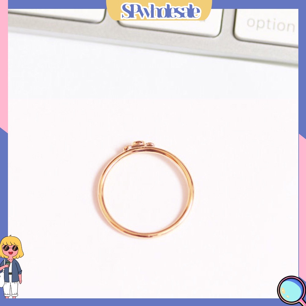 &lt;SPwholesale&gt; Nhẫn Hợp Kim Đính 3 Đá Zircon Đơn Giản Chống Dị Ứng Thời Trang