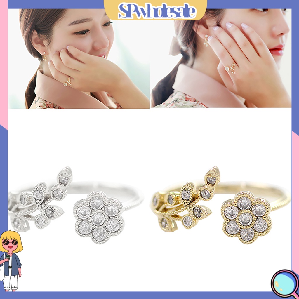 <SPwholesale> Nhẫn Hở Hình Cành Hoa Duyên Dáng Có Thể Điều Chỉnh Kích Cỡ