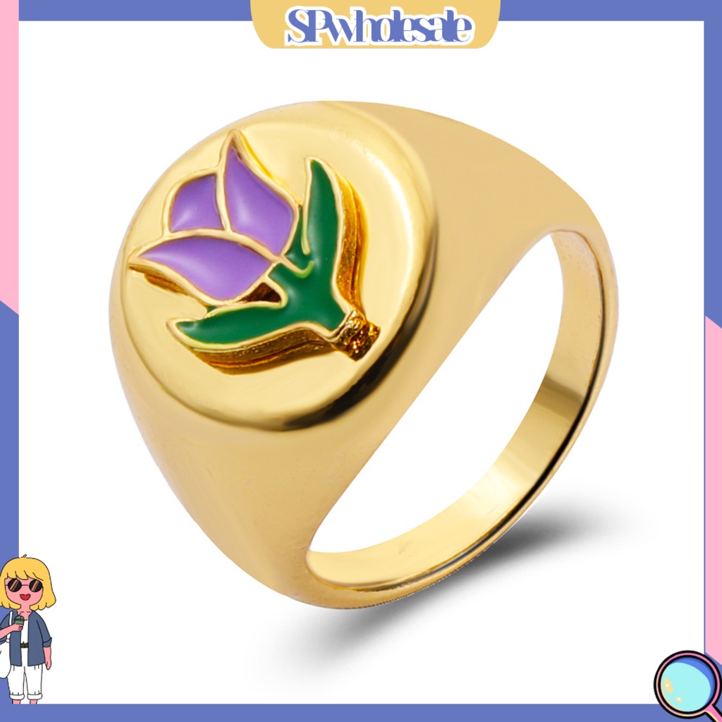 <SPwholesale> Nhẫn Mạ Điện Hình Học Tráng Men Hình Trái Tim Tráng Men Quyến Rũ Quà Tặng Trang Sức Hàng Ngày Cho Nữ