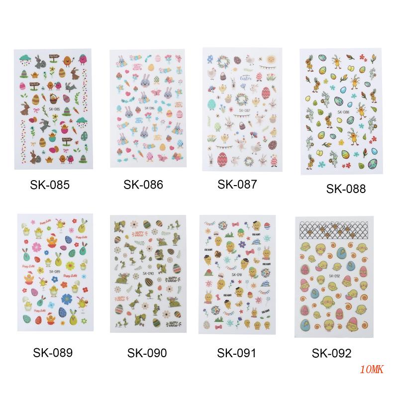 Miếng Dán Trang Trí Móng Tay Họa Tiết Lễ Phục Sinh Dễ Thương 9.5x6cm