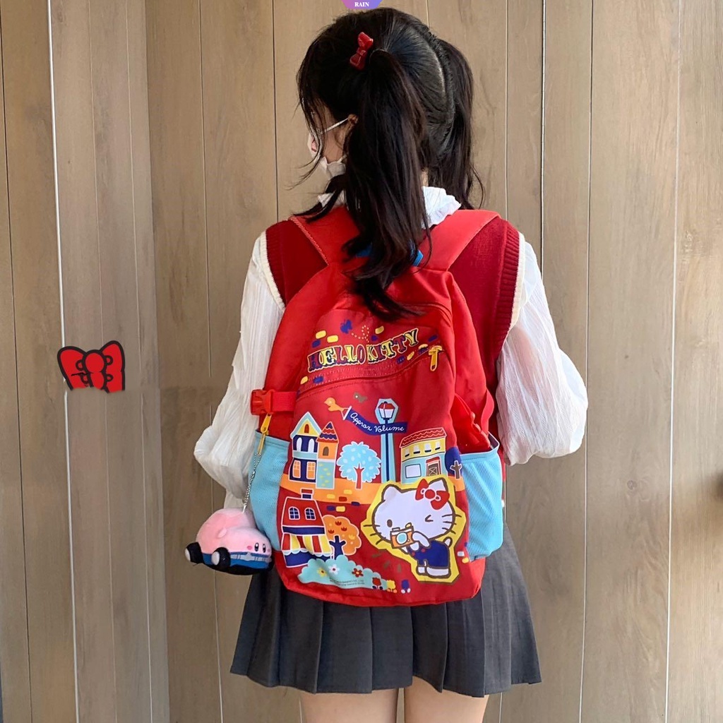 Balo Đi Học / Du Lịch Sức Chứa Lớn Y2K In Họa Tiết Sanrio Hello Kitty Dễ Thương Đa Năng Cho Nữ