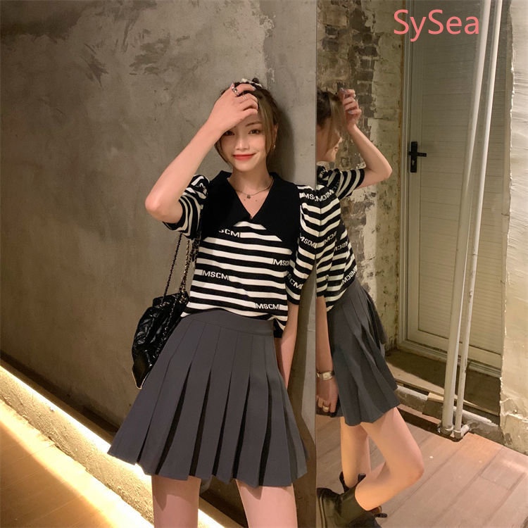 Áo Dệt Kim Kẻ Sọc Thời Trang Hè Cho Nữ