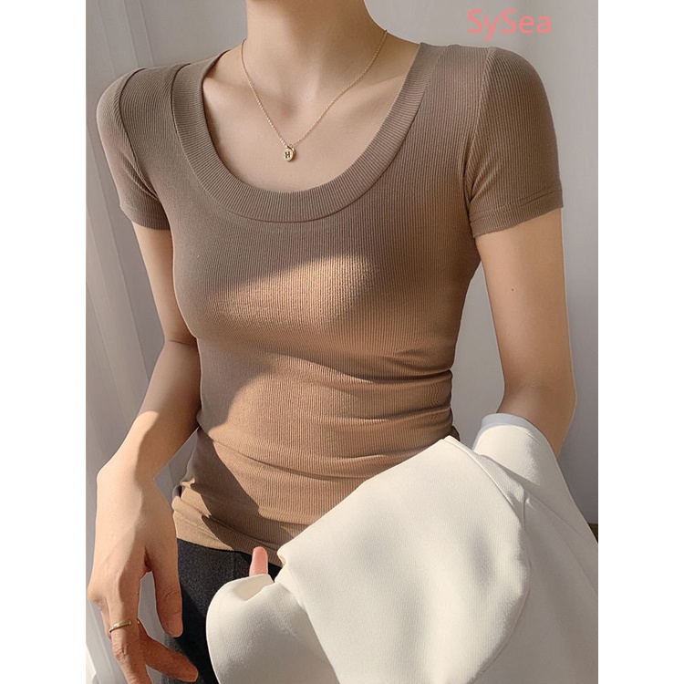 Áo Kiểu Cổ Chữ U Chất Liệu Lụa Lạnh Thời Trang Mùa Hè Cho Nữ