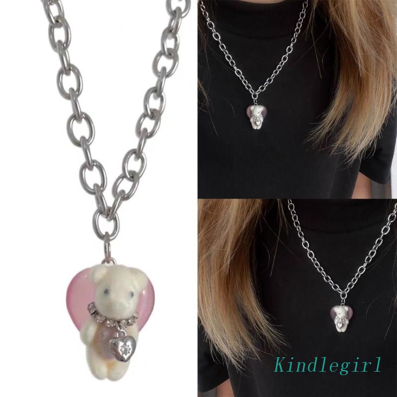 Vòng Cổ Mặt Gấu Nhồi Bông Phong Cách Punk Cá Tính Cho Cặp Đôi