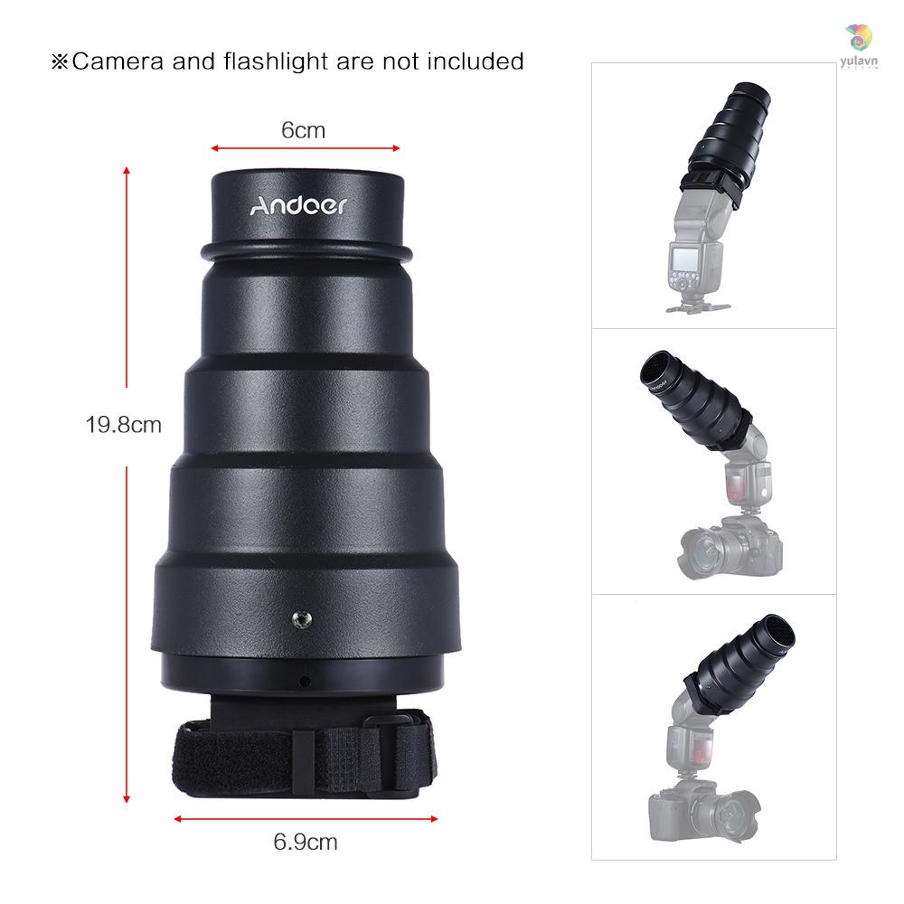ANDOER Đèn Snoot Light Modifier w / 50 Độ Thay Thế Màu Tổ Ong Cho Neewer Yongnuo Godox Meike Vivitar Chụp Ảnh
