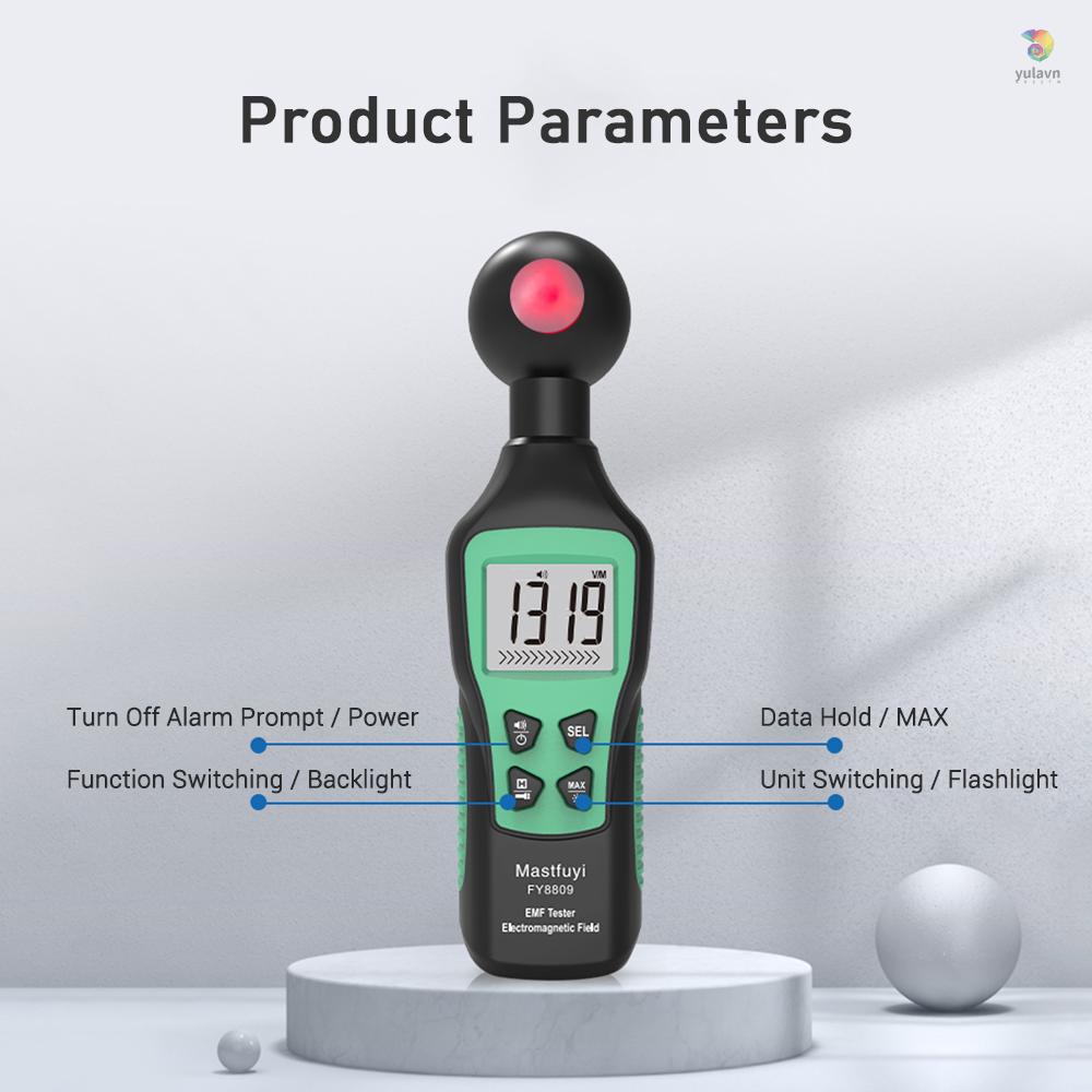 Máy Kiểm Tra Điện Từ Kỹ Thuật Số Mastfuyi FY8809 EMF Cầm Tay Có Đèn Nền Màn Hình LCD