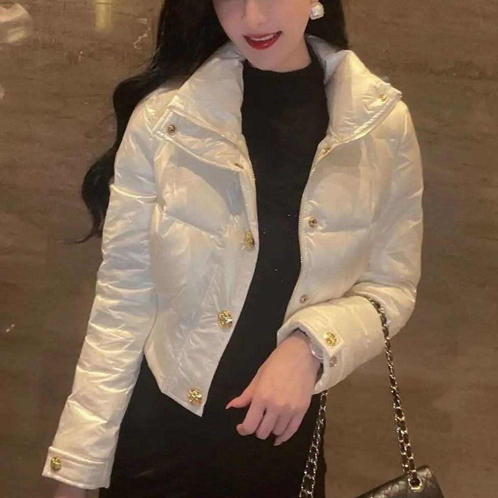 Áo Khoác Phao Đệm Mỏng Vừa Vặn Màu Trơn Phong Cách Thu Đông Mới