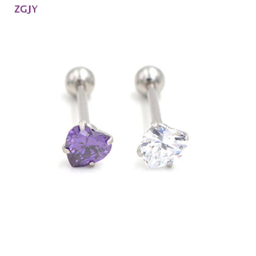1 Khuyên Tai Hình Trái Tim Đính Đá Zircon 5 / 8mm Thời Trang Cho Nữ Mới