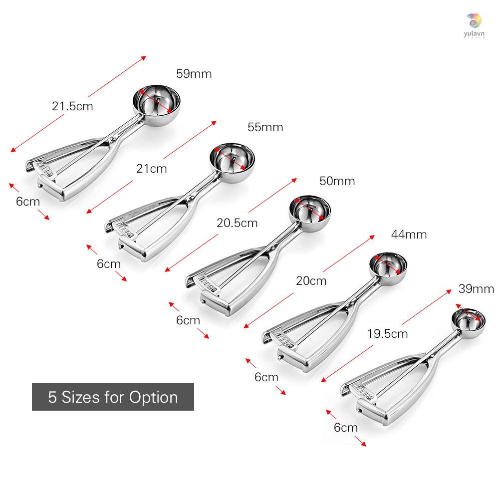 Muỗng Múc Kem / Bánh Quy / Món Tráng Miệng Bằng Thép Không Gỉ Có Cò Bấm