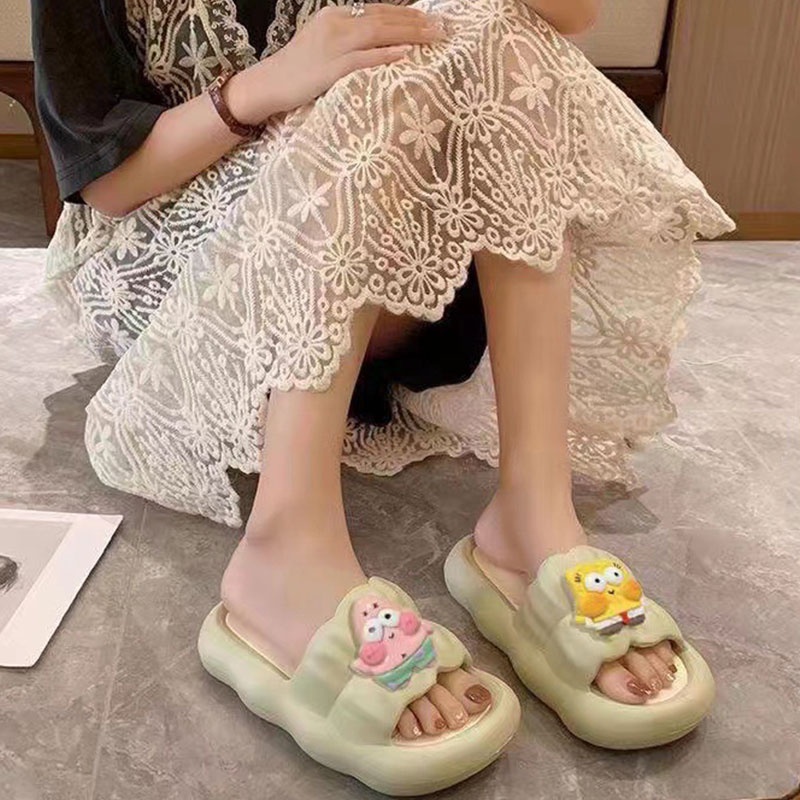 195.Dép Đi Trong Nhà Đế Dày Mềm Mại Chống Trượt Họa Tiết Thỏ Hoạt Hình Thời Trang Mùa Hè Cho Nữ