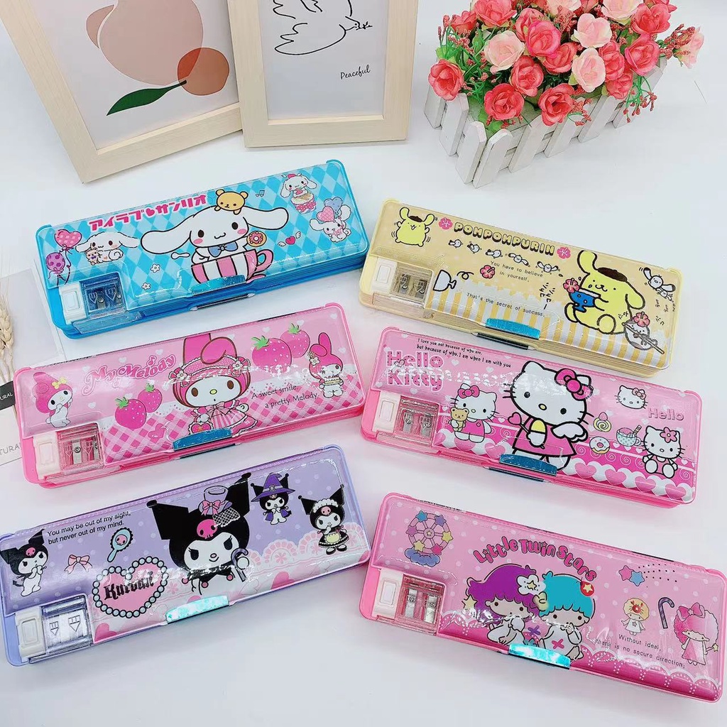 Sanrio Hộp Đựng Bút Chì Hai Mặt Họa Tiết Hoạt Hình Dễ Thương Cho Học Sinh Tiểu Học