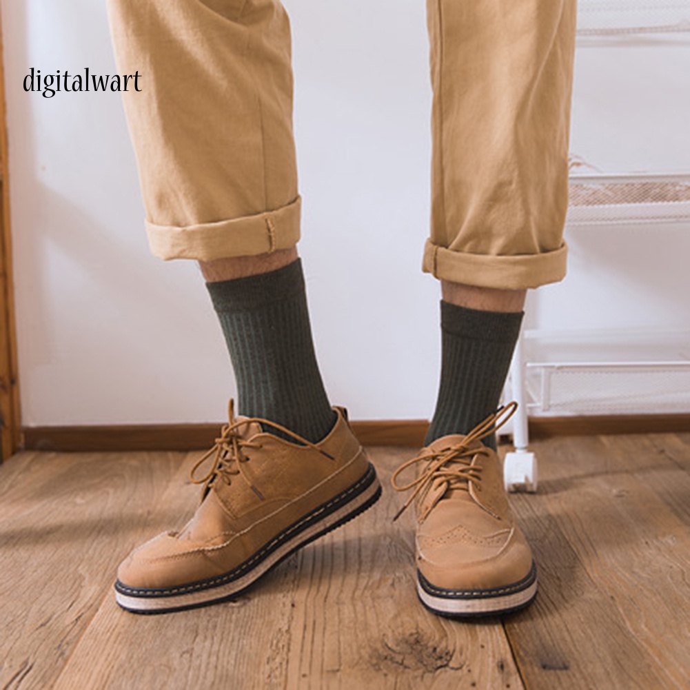 Kỹ Thuật Số| 1 Đôi Vớ Cotton Co Dãn Thoáng Khí Màu Sắc Đơn Giản Cho Nam