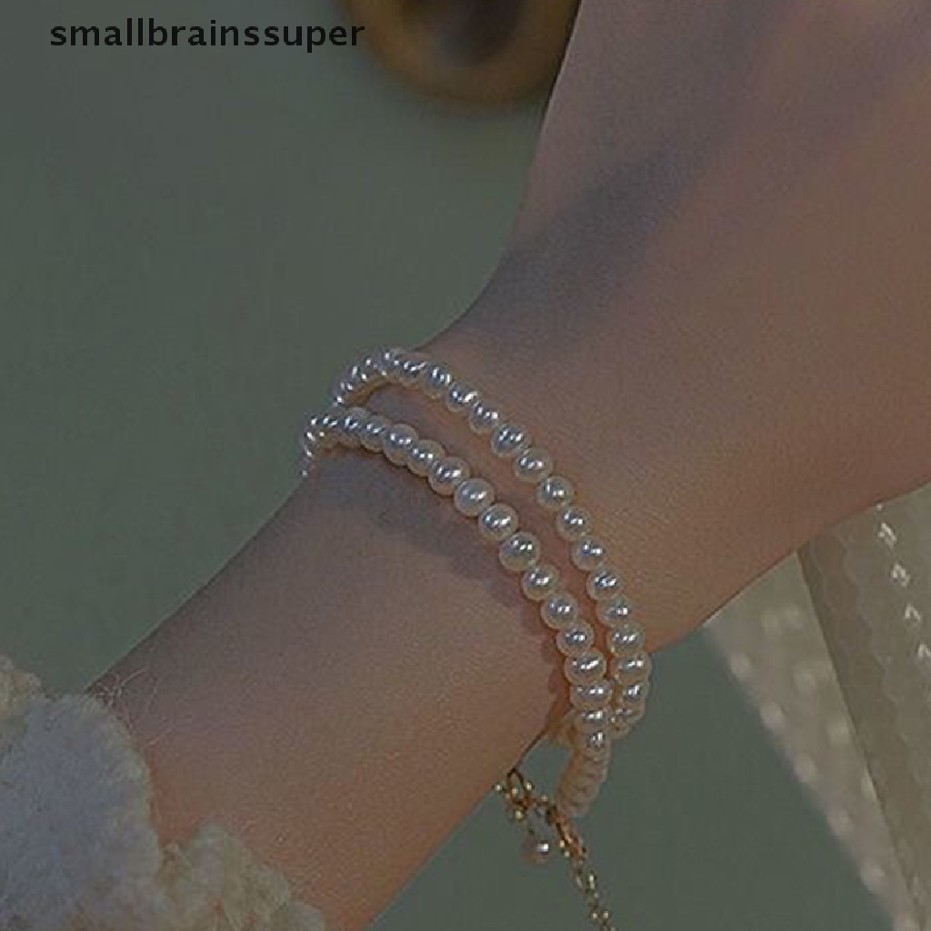 Vòng Tay Chuỗi Hạt Ngọc Trai Giả Bằng Đồng Rỗng Thanh Lịch Có Thể Điều Chỉnh Cho Nữ